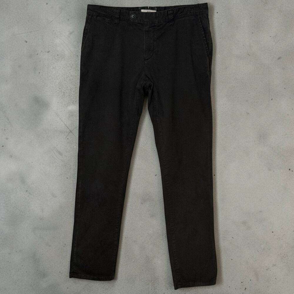 M.J. Bale Alfie Chino Pants Men's Black Garment Washed Stretch Twill MJB 36x32